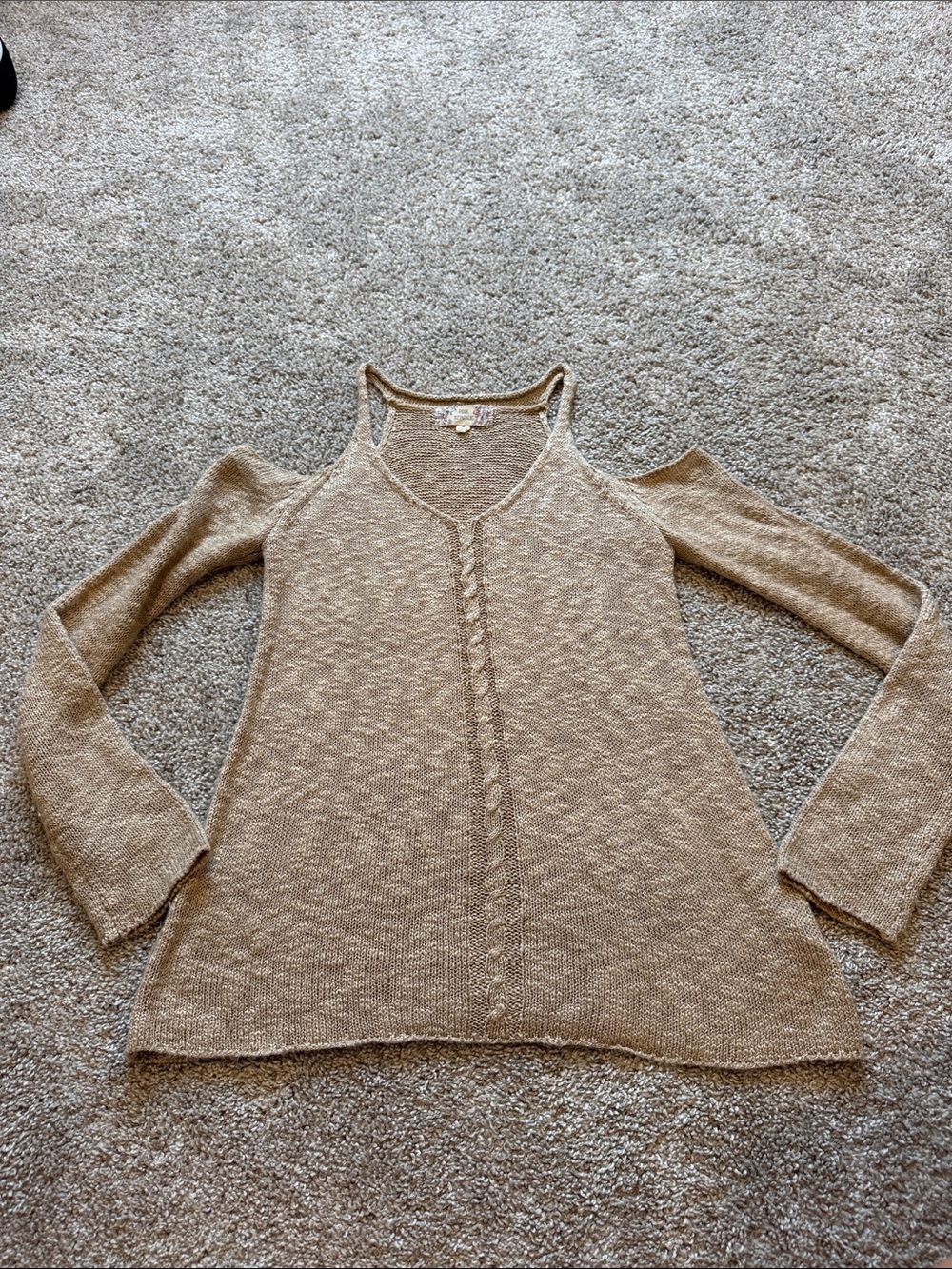 Pink Republic Beige Cold-Shoulder Knit Camisole Top